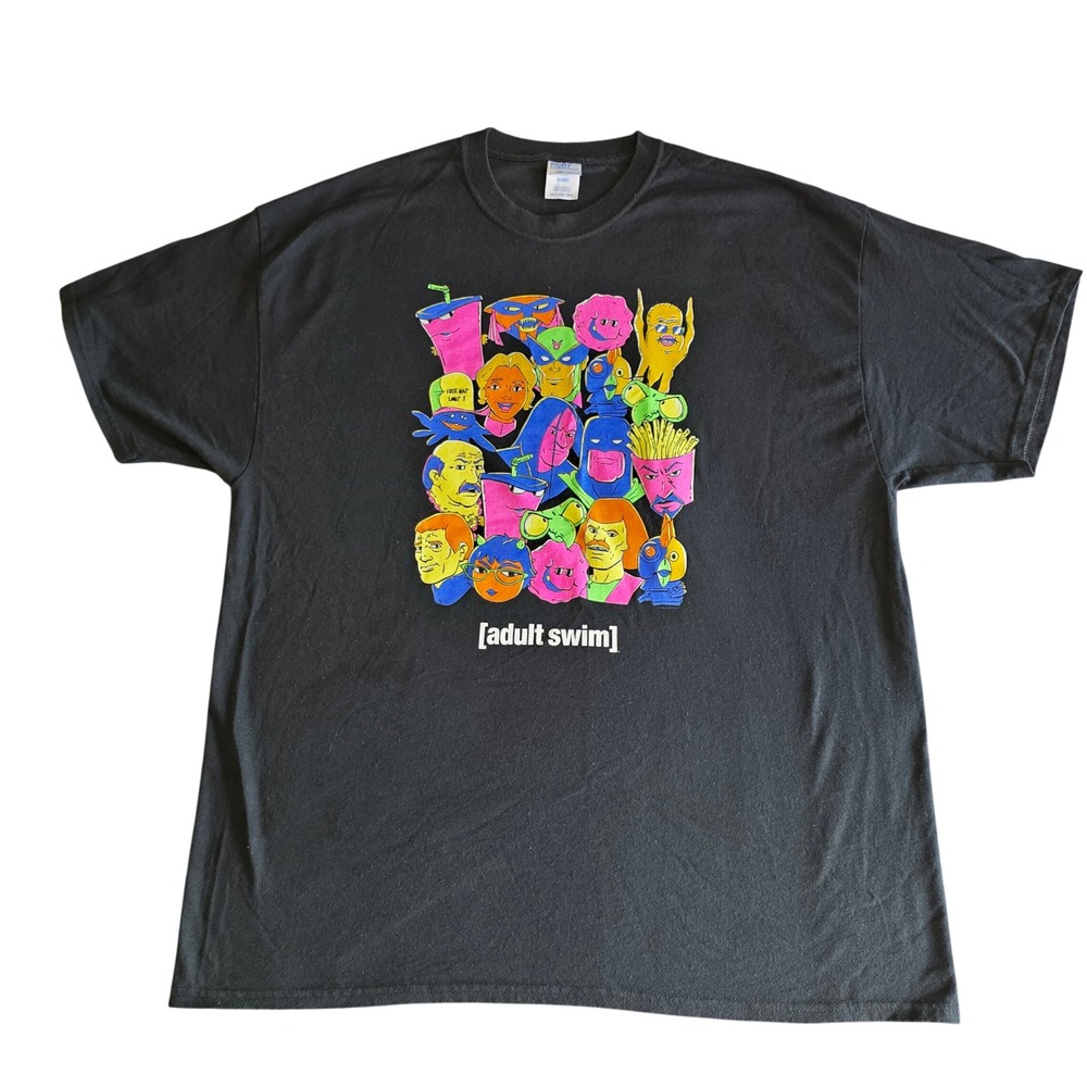 Vintage Adult Swim T Shirt Aqua Teen Hunger Force Carls Jr Dr Pepper Black 2XL